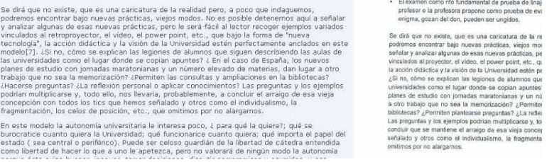 Comparación realizada por el investigador peruano Luis Vélez entre un artículo de un profesor de la universidad de Oviedo (izquierda) y la tesis de César Acuña (derecha)