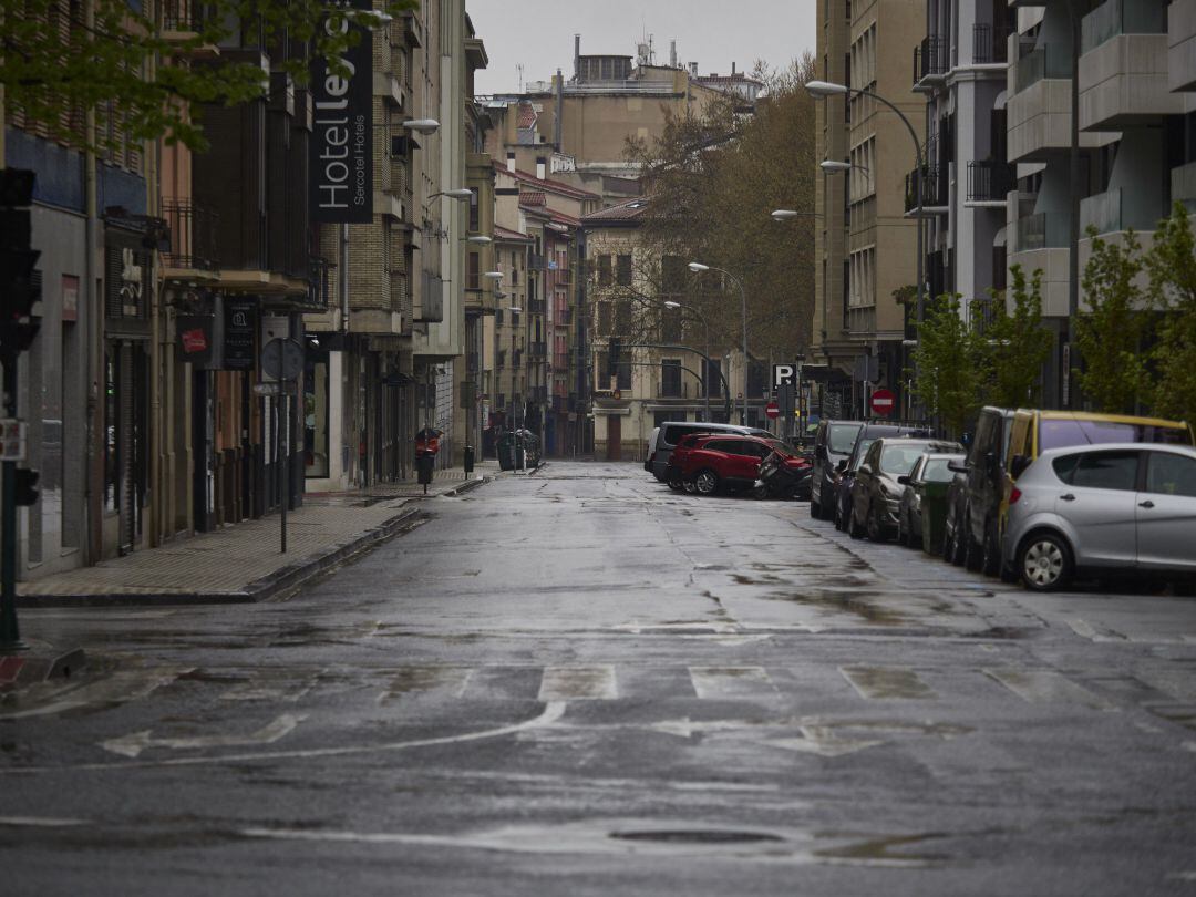 Calle Amaya de Pamplona durante el estado de alarma por el coronavirus.