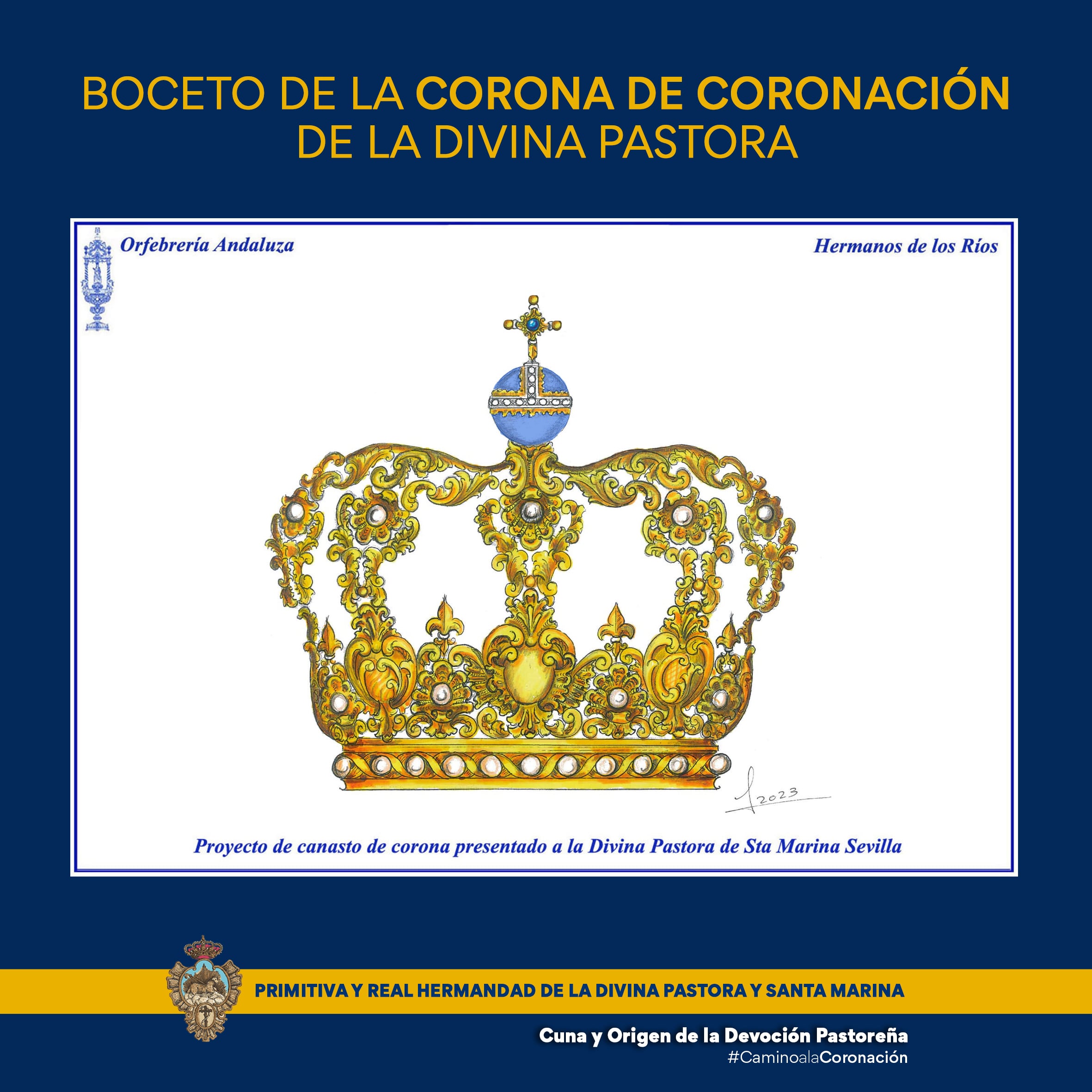 Diseño de la corona que Orfebrería Andaluza hará para la Pastora de Santa Marina