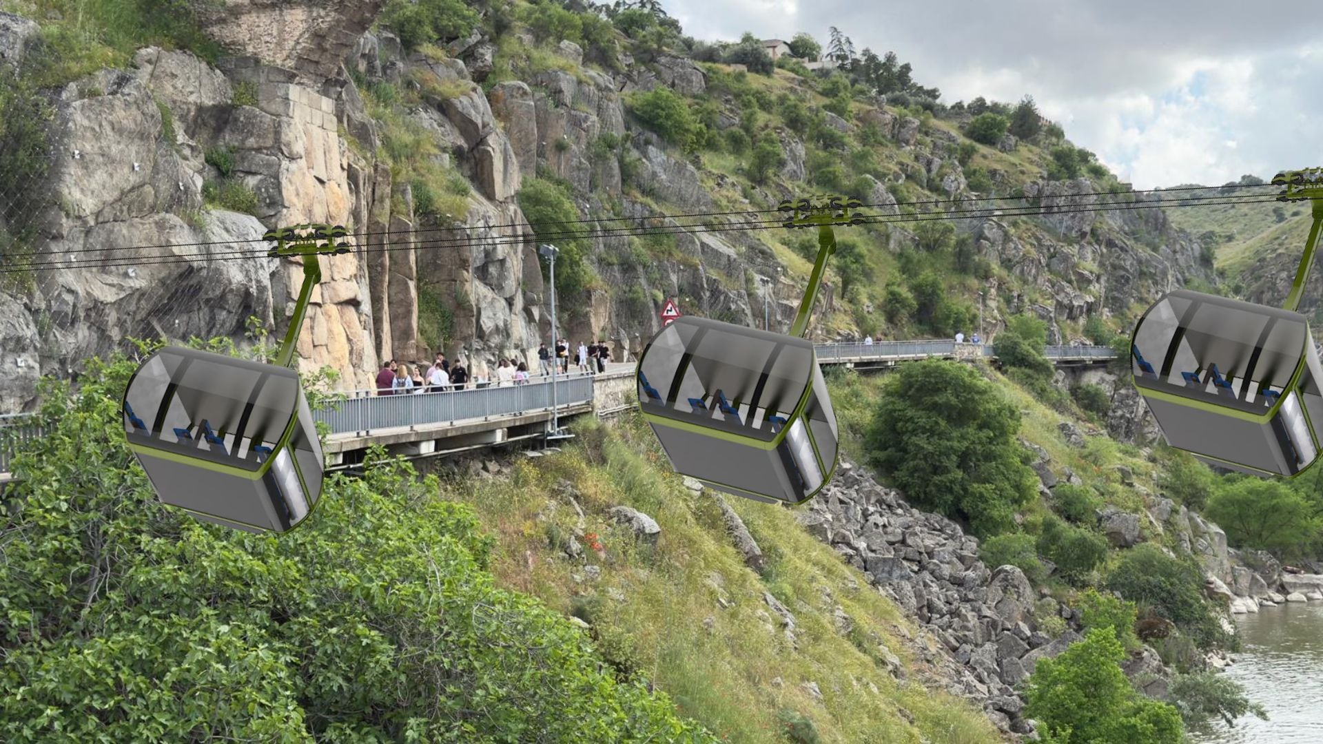 Montaje de las cabinas de teleférico en la zona del Valle
