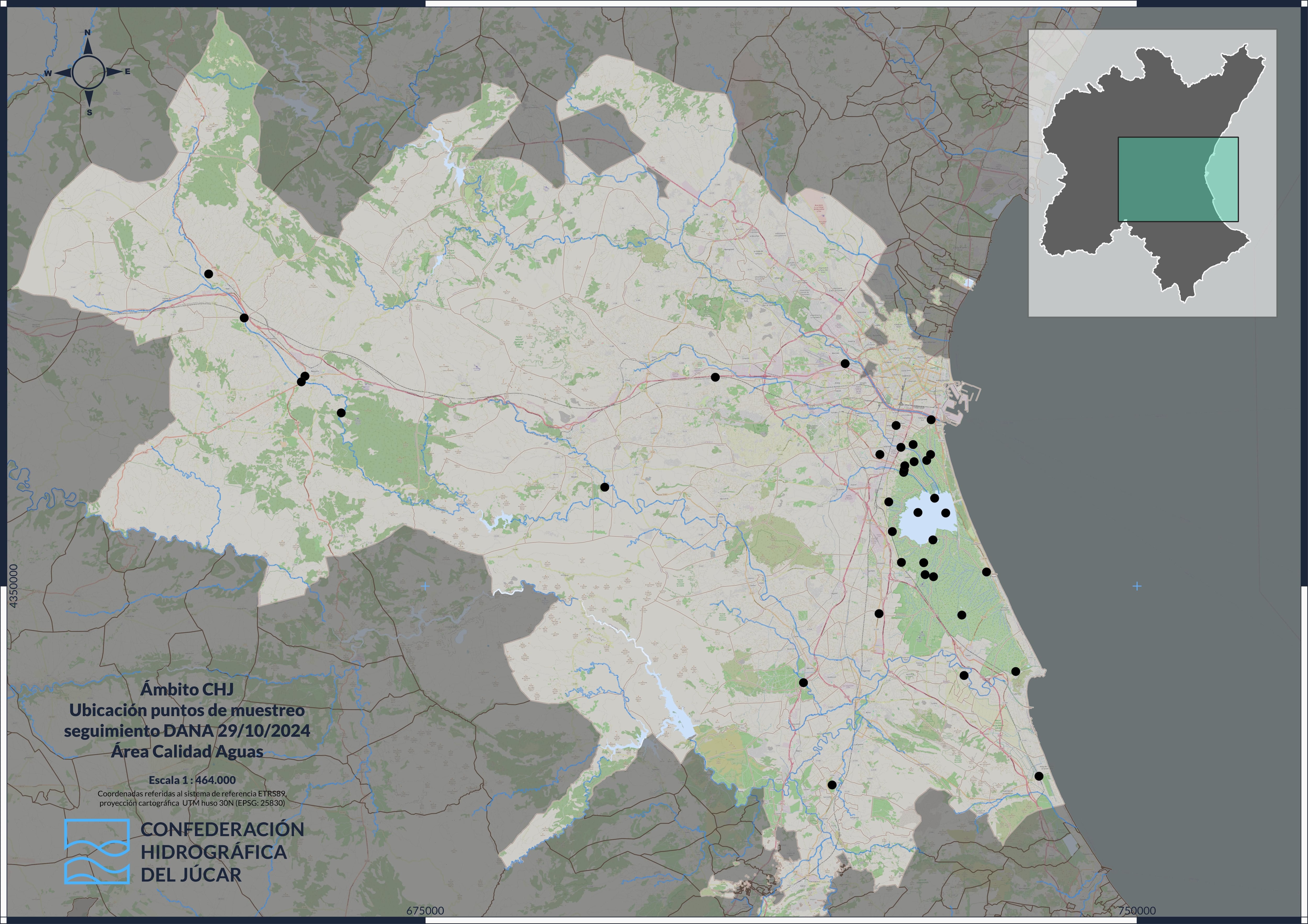 Puntos de muestreo de la DANA