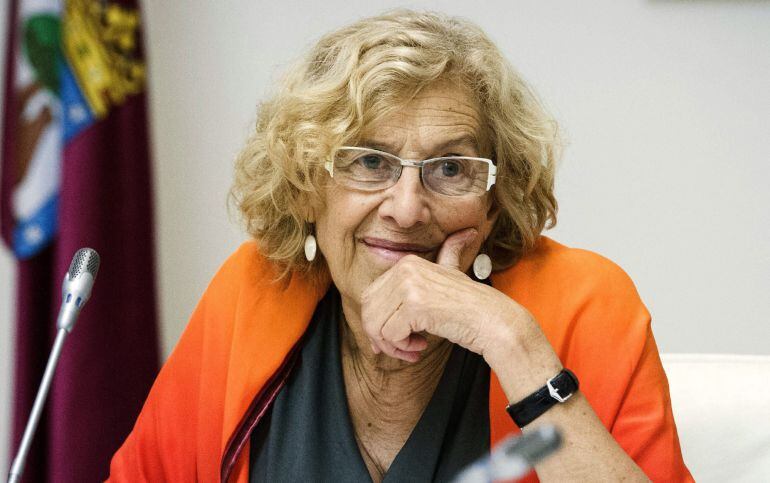 La alcaldesa de Madrid, Manuela Carmena, en el Palacio de Cibeles.