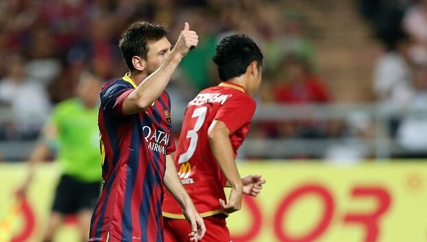 Leo Messi al partit contra el combinat de Tailàndia que el Barça ha guanyat per 1 a 7
