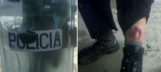 Ocho policías heridos y cuatro escudos de metacrilato rotos en prácticas con pelotas de goma entre policías