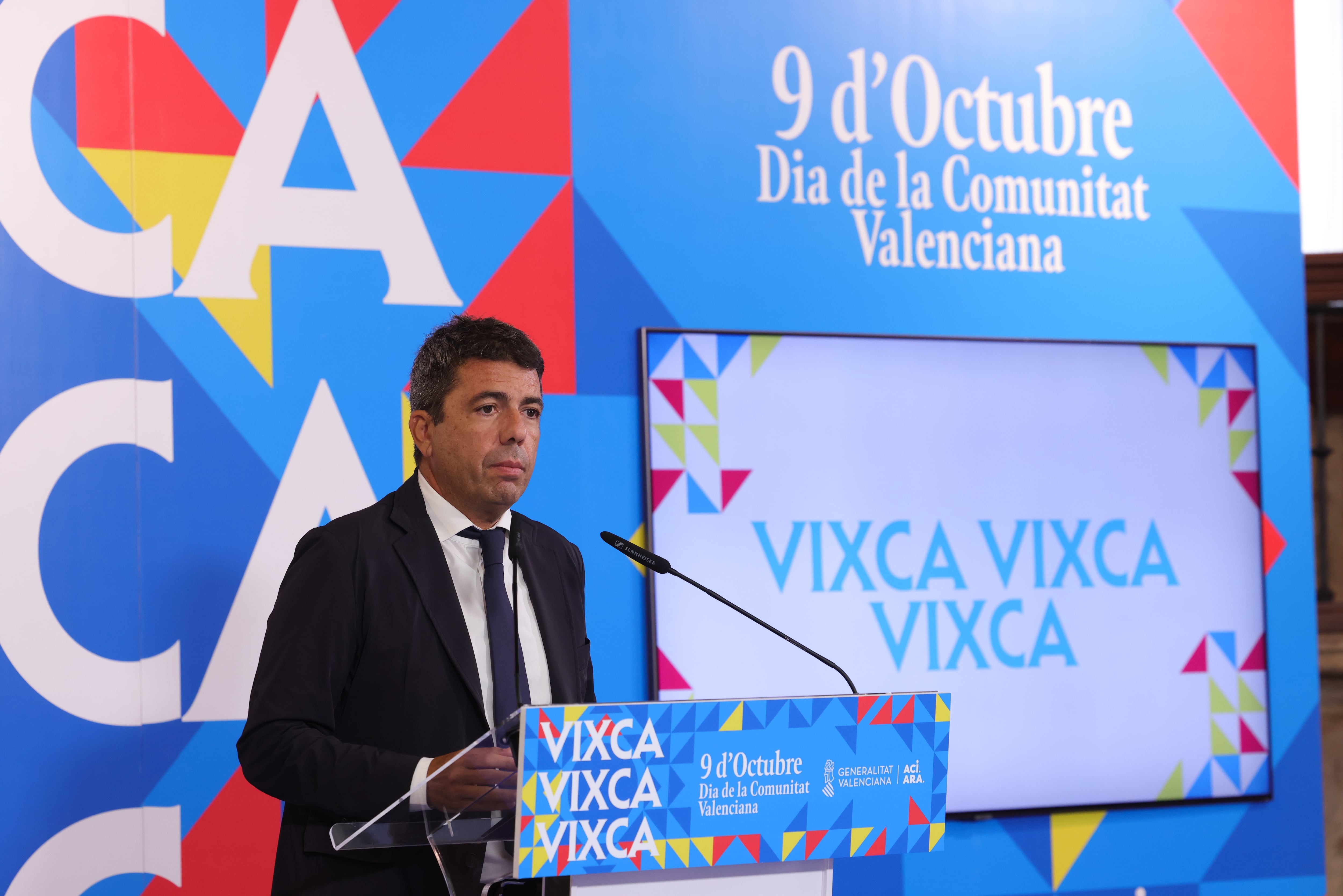 El president de la Generalitat valenciana, Carlos Mazón, presenta la campaña institucional con motivo del 9 d&#039;Octubre, en el Palau de la Generalitat