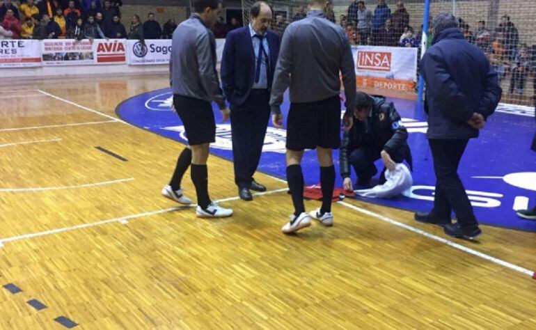 Las goteras en el Ciudad de Tudela provocaron que el partido terminara jugándose en Pamplona