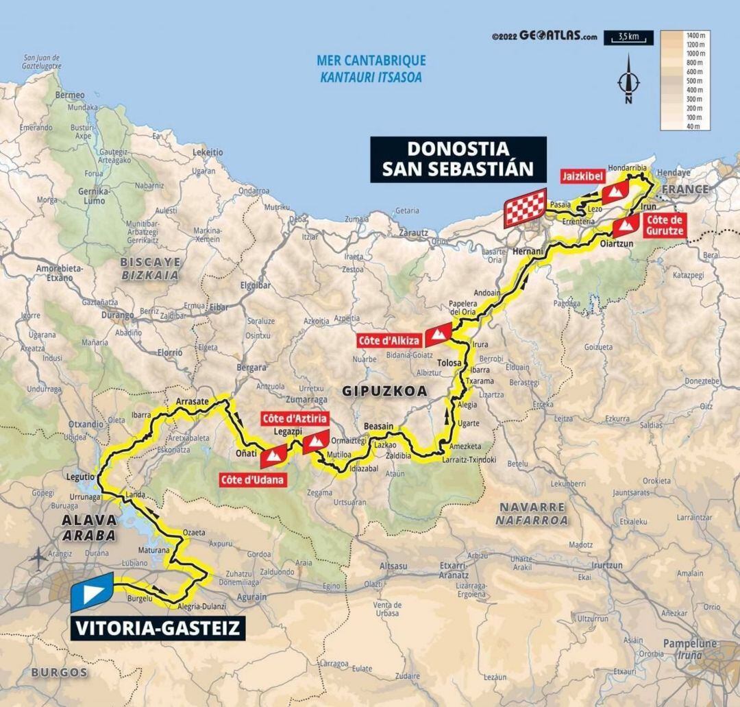 Perfil de la etapa del Tour de Francia que termina en Donostia