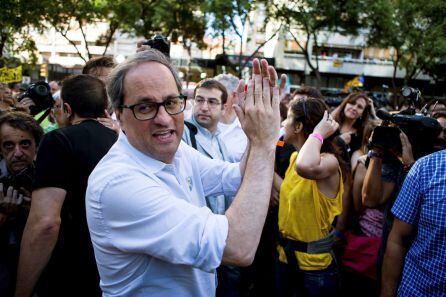 El presidente de la Generalitat, Quim Torra, durante la manifestación.