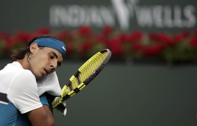 Rafa Nadal durante su partido frente al alemán Michael Berrer en el torneo Indian Wells disputado en California (EEUU)