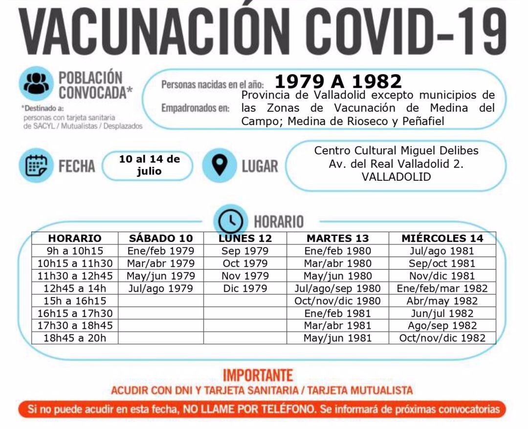 Fechas de las nuevas nacunaciones