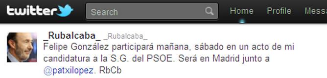 El precandidato a la secretaría general del PSOE ha anunciado en Twitter que Felipe González participará en un acto de su candidatura en Madrid