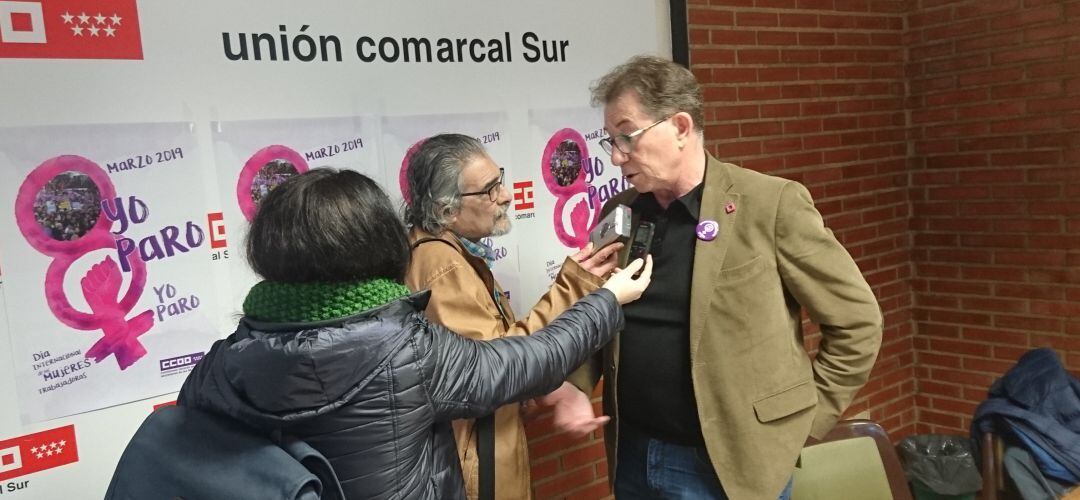 Jaime Cedrún, en la sede de la Unión Comarcal Sur de CCOO