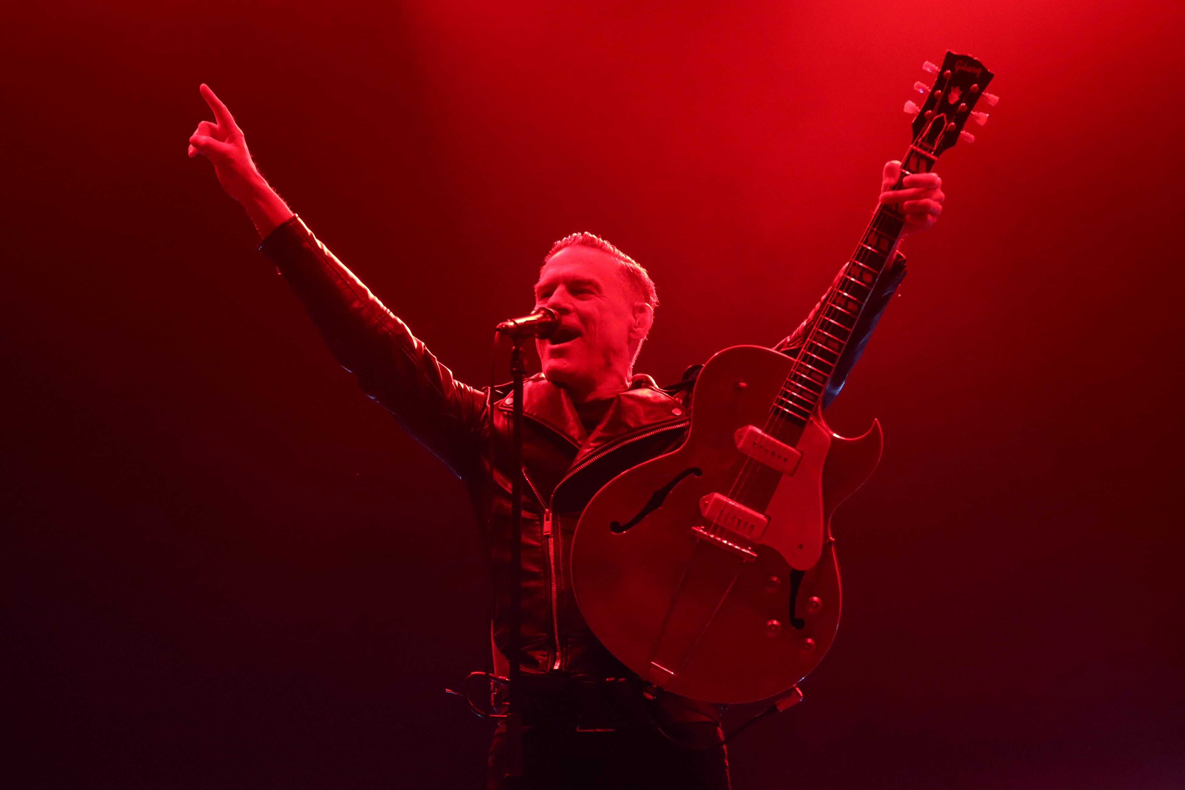 MEXICO CITY, MEXICO - FEBRUARY 8: Bryan Adams performs on stage during a concert at Arena Ciudad de Mexico on February 8, 2024 in Mexico City, Mexico. (Photo by Adrián Monroy/Medios y Media/Getty Images)