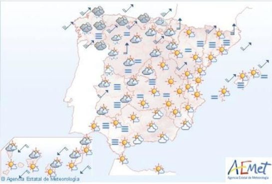 Predicción del tiempo para el jueves