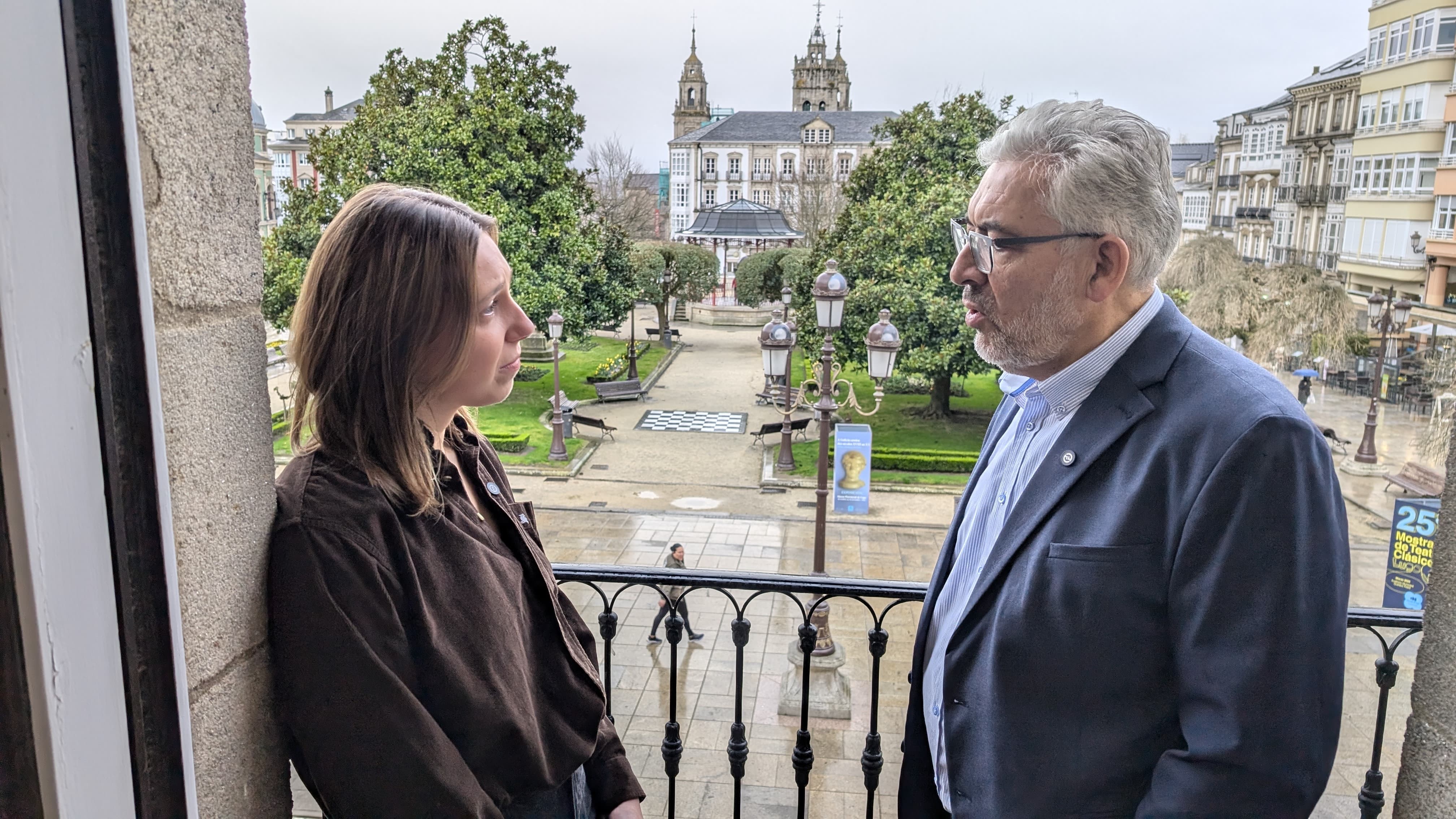 Miguel Fernández con Sara Meijide durante su primera entrevista como alcalde de Lugo