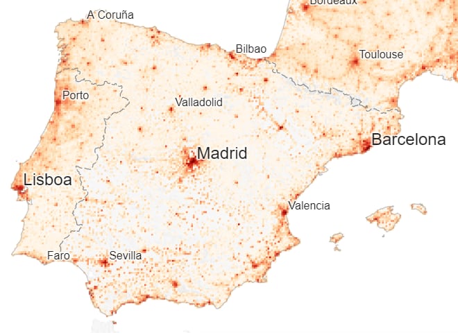 Distribución actual de la población en España