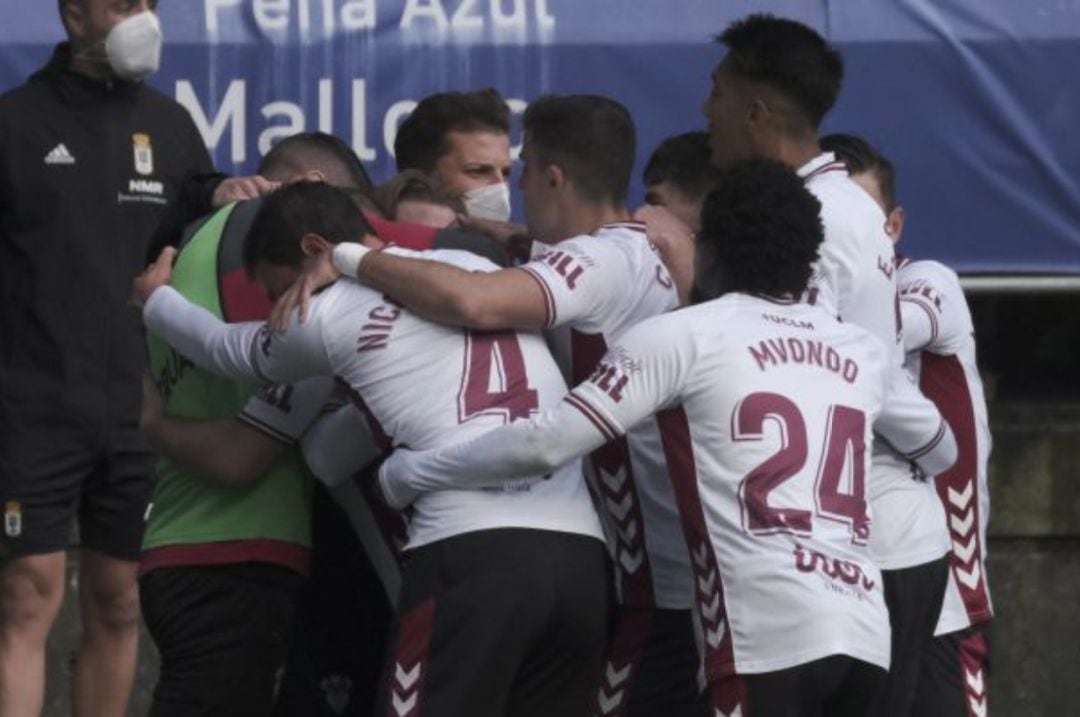 Los jugadores del Albacete celebran un gol esta temporada