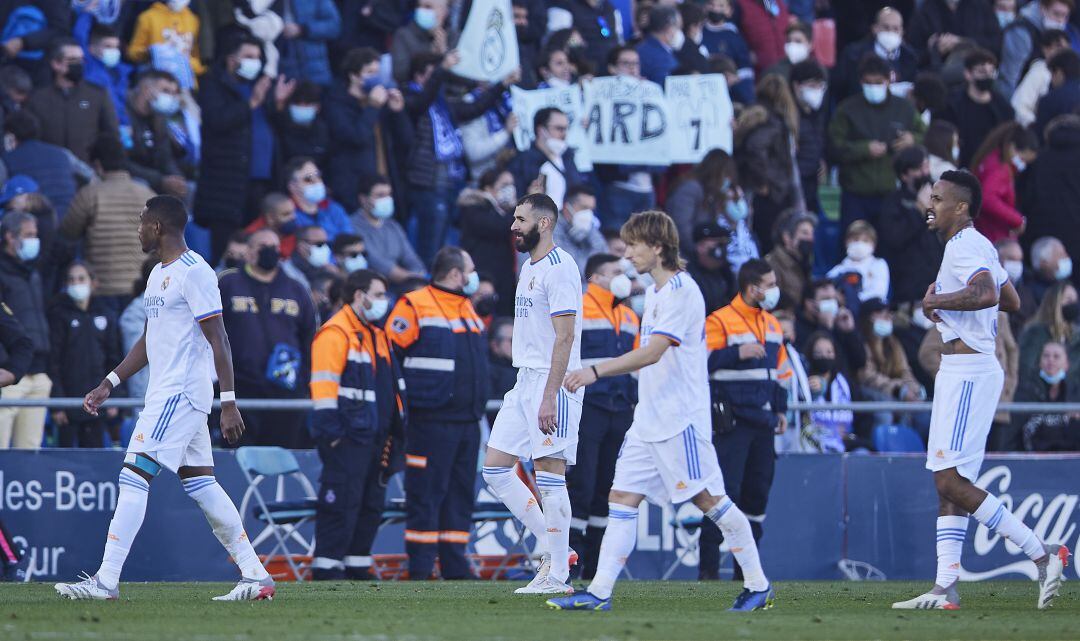 Alaba, Benzema, Modric y Militao, durante el Getafe - Real Madrid