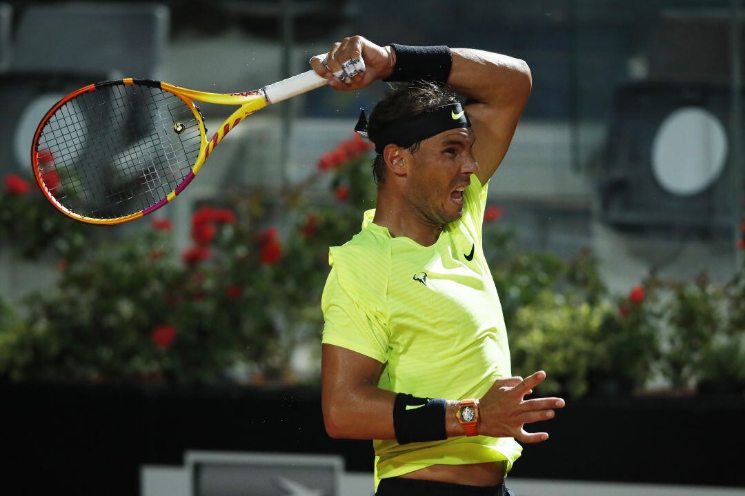 Rafael Nadal durante el partido en Roma contra Dusan Lajovic. 