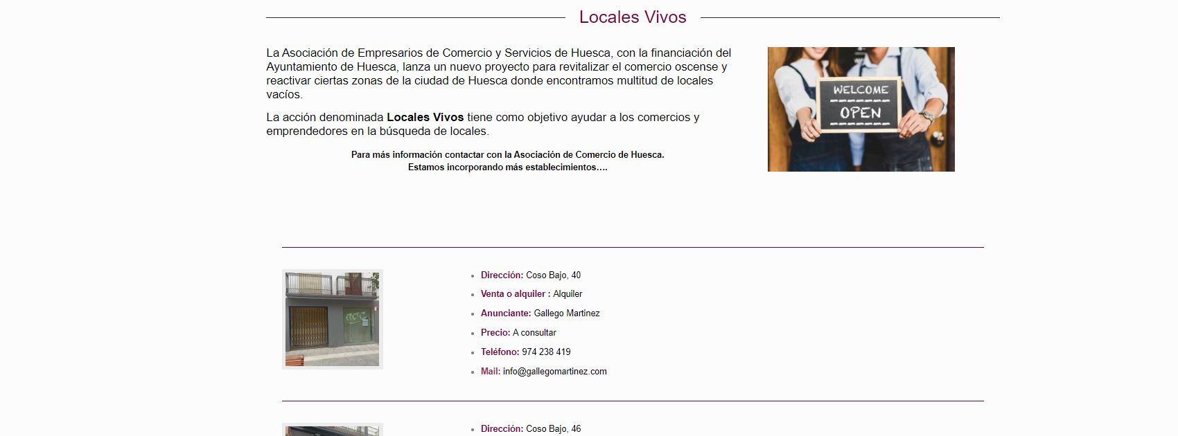 Portal web de locales vivos en Huesca