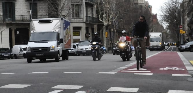 Carril bici a l&#039;Eixample de Barcelona