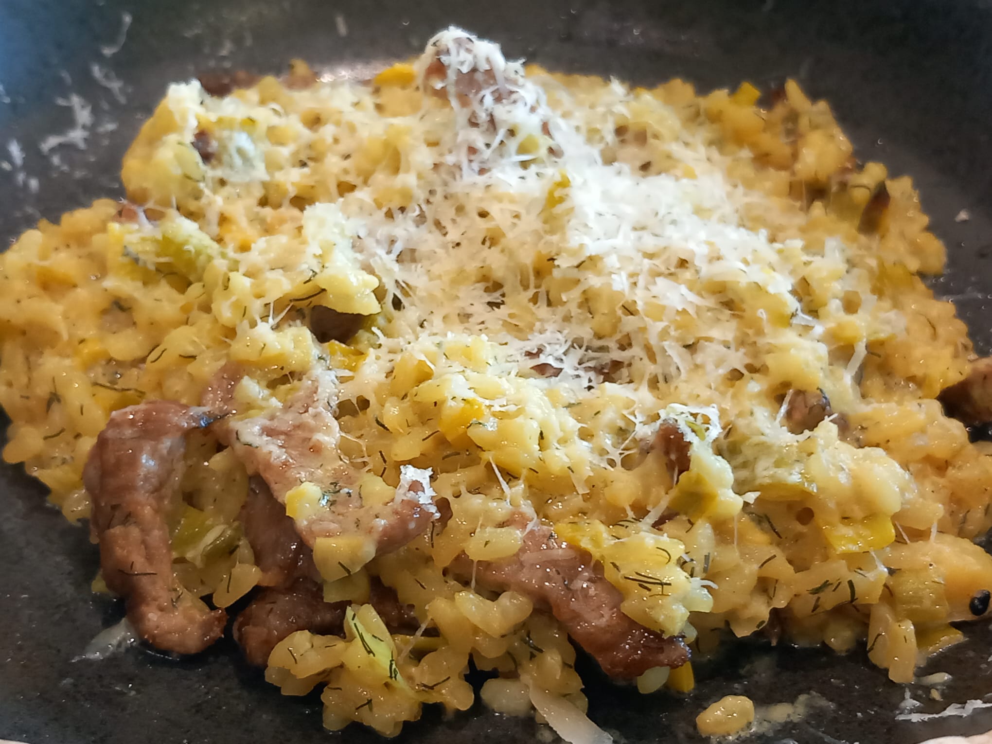 Risotto de presa ibérica con boletus y parmesano