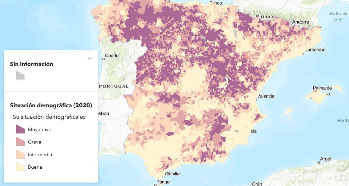 El mapa muestra la evolución demográfica de los últimos 60 años