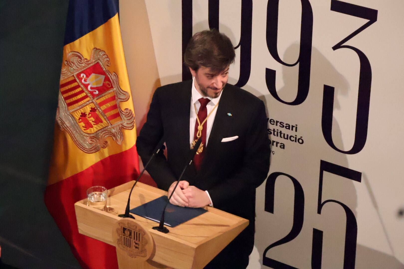 El síndic general, Carles Ensenyat, instants abans del discurs tradicional del 32è aniversari de la Constitució.