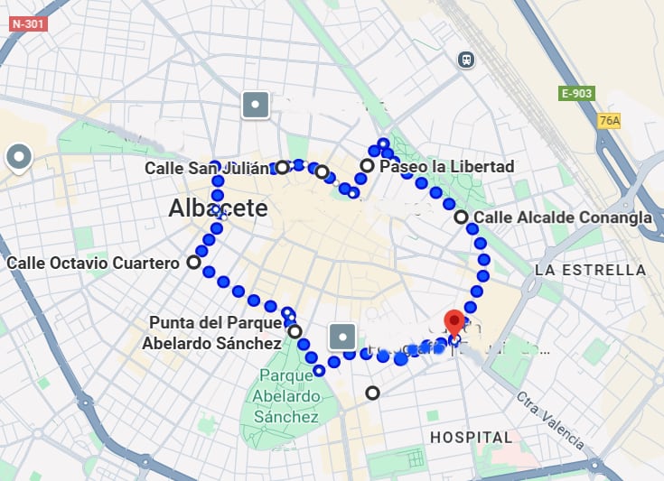 Así sería la Fase 1 del perímetro con las calles incluidas en esta ZBE que proyecta el Ayuntamiento de Albacete