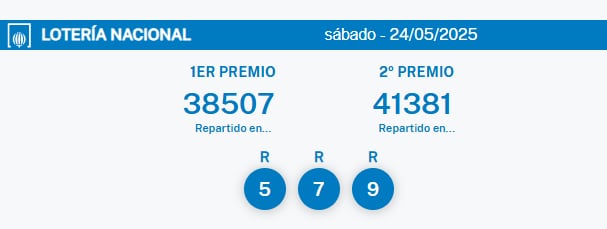 Primer Premio Lotería Nacional 24 / 05 / 2025