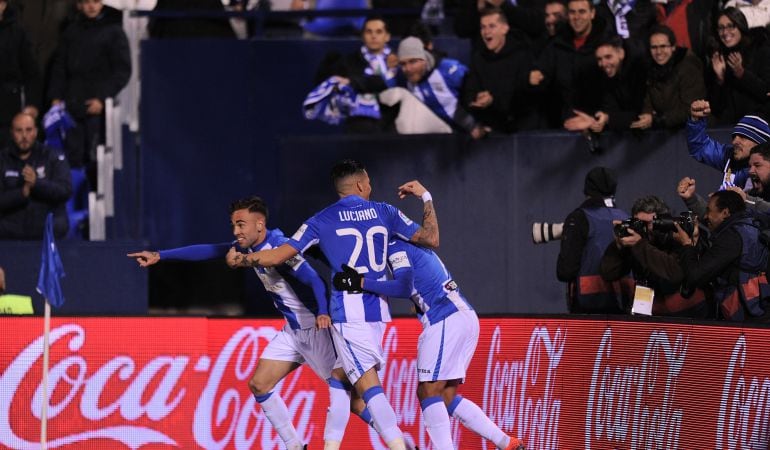 Los jugadores del Leganés celebraron así el segundo gol ante Osasuna, en el último partido en Butarque