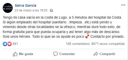 Mensaje colgado en FB