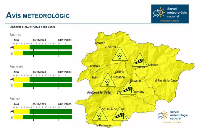 Avís groc per pluja i vent aquest dijous al migdia.