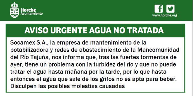 Aviso del Ayto. de Horche