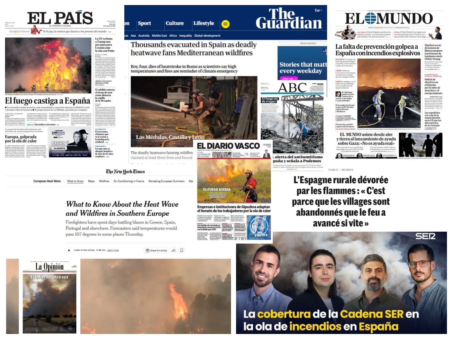 Los incendios forestales del verano de 2025, en la prensa nacional e internacional