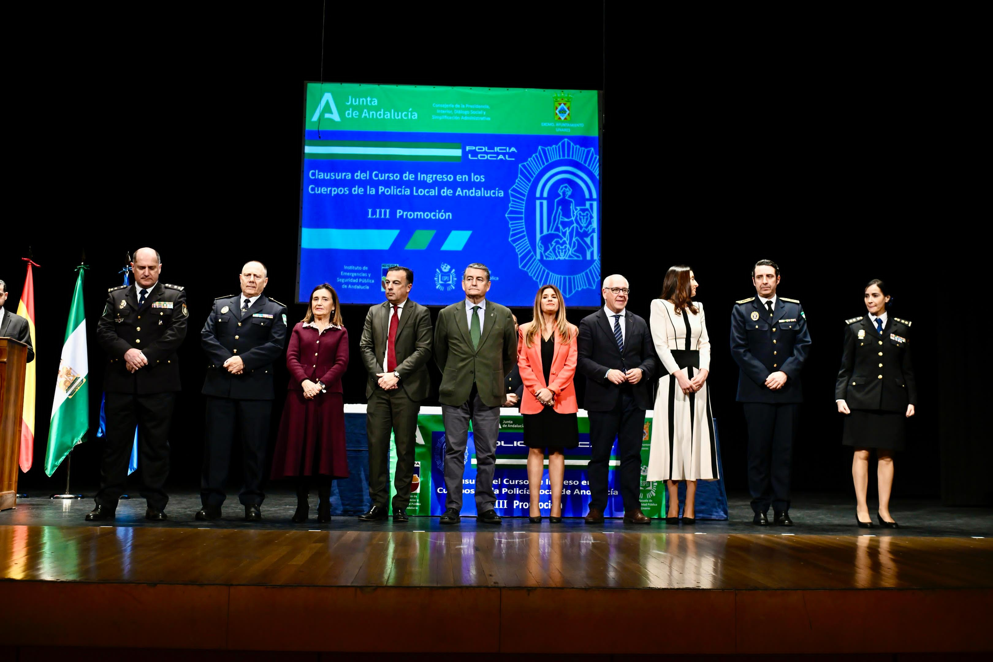 Antonio Sanz preside en Linares la entrega de diplomas de la LIII Promoción del Curso de Ingreso a Cuerpos de Policías Locales de Andalucía