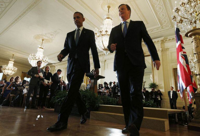 El presidente de EEUU, Barack Obama, y el primer ministro británico, David Cameron, durante la conferencia de prensa