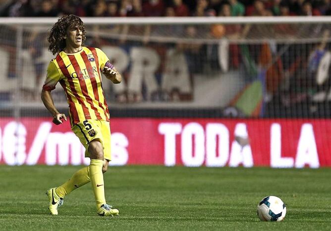 Carles Puyol durant un partit amb el Barça aquesta temporada