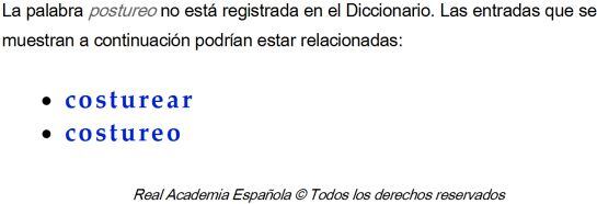 Pantallazo de rae.es tras buscar la palabra &#039;postureo&#039;