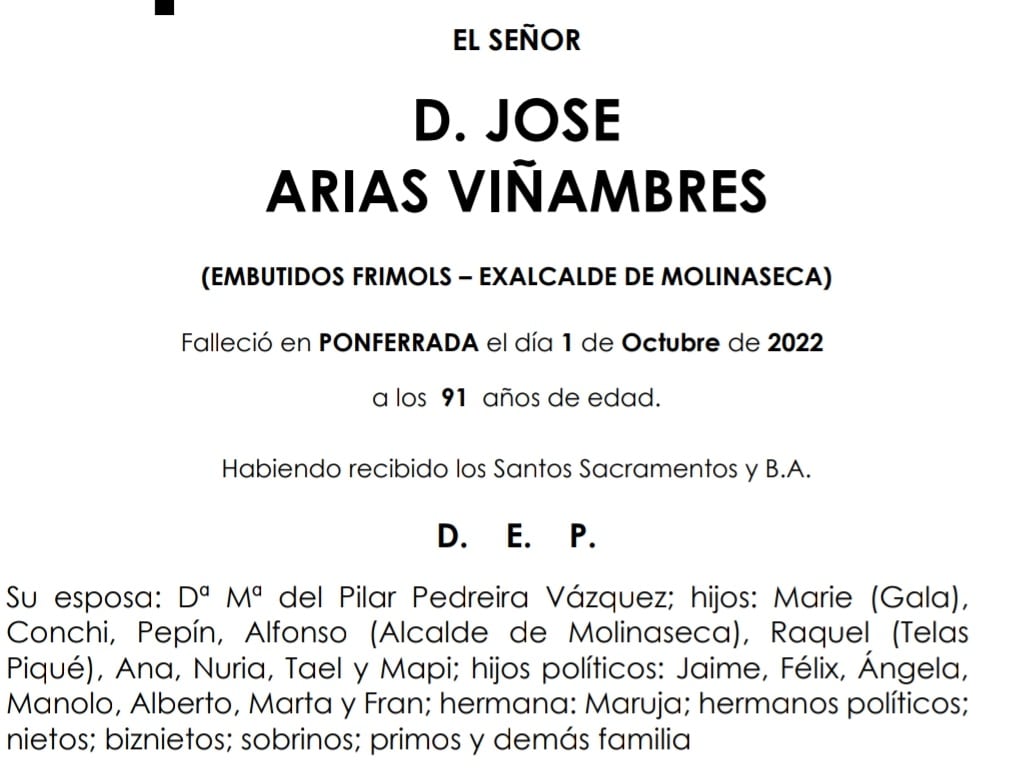 Esquela José Arias Viñambres