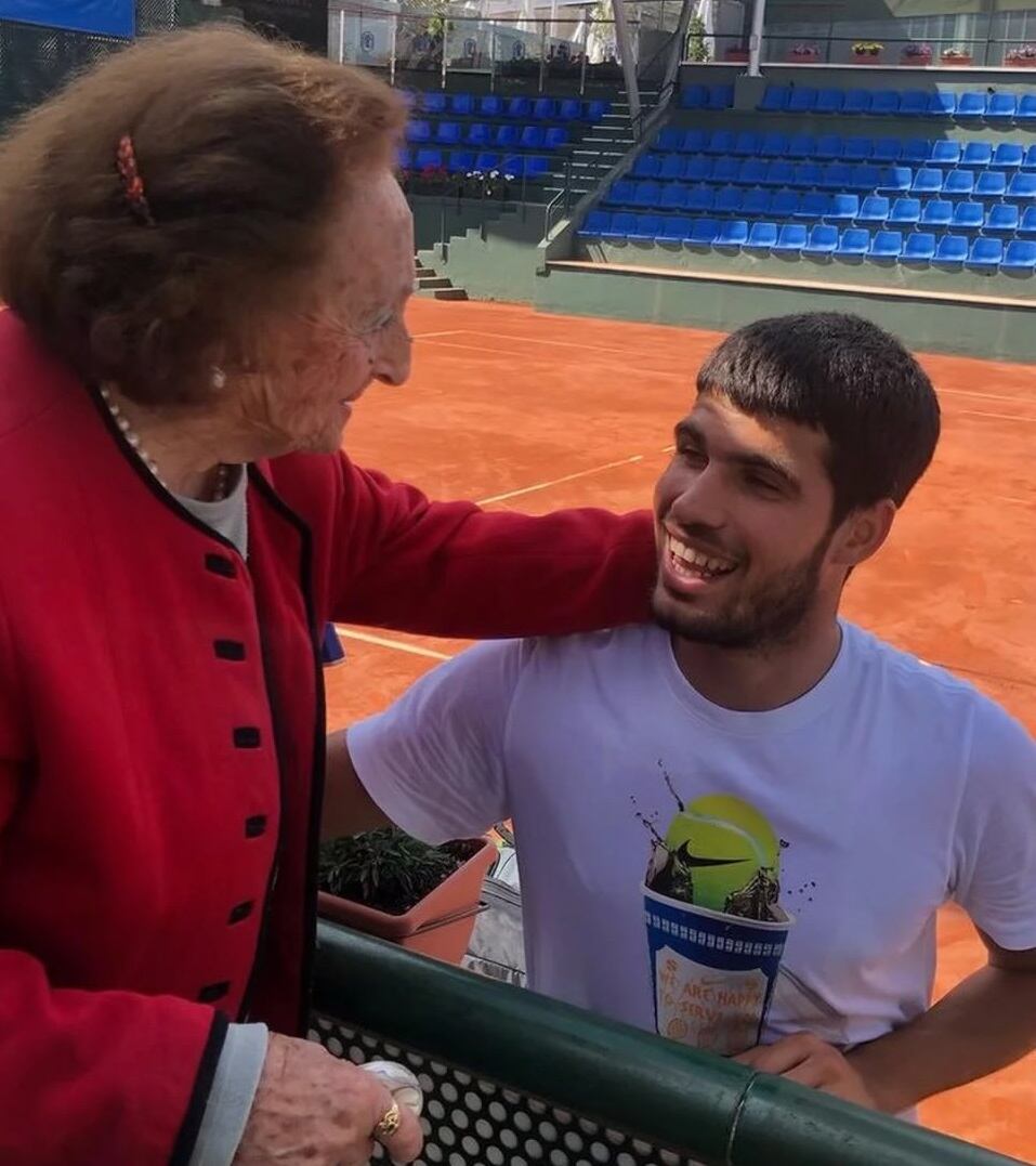 Carlos Alcaraz, en un entrenamiento previo al Masters de Montecarlo