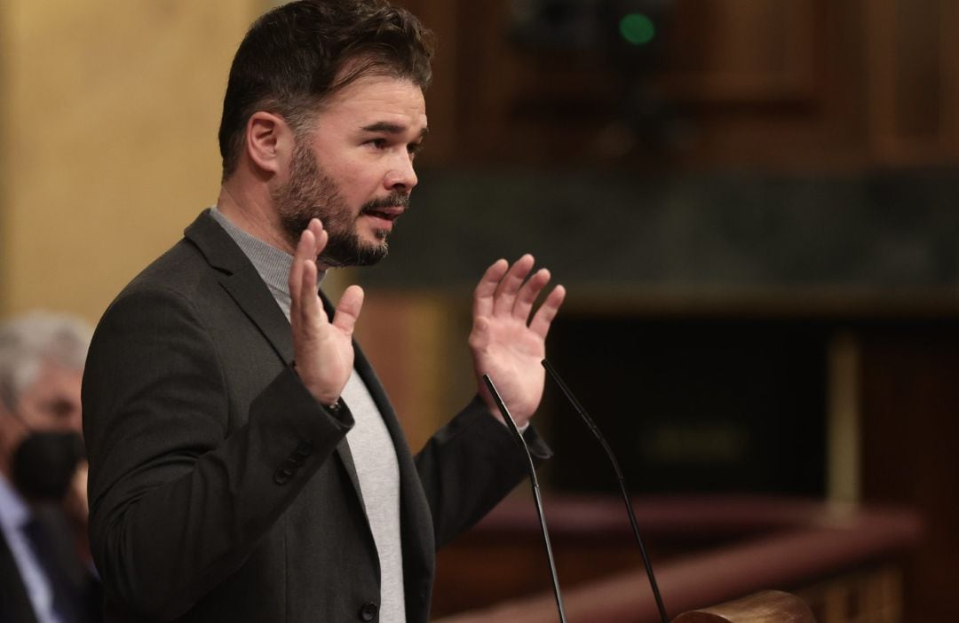 El portavoz de ERC en el Congreso, Gabriel Rufián, interviene en una sesión plenaria en el Congreso de los Diputados.