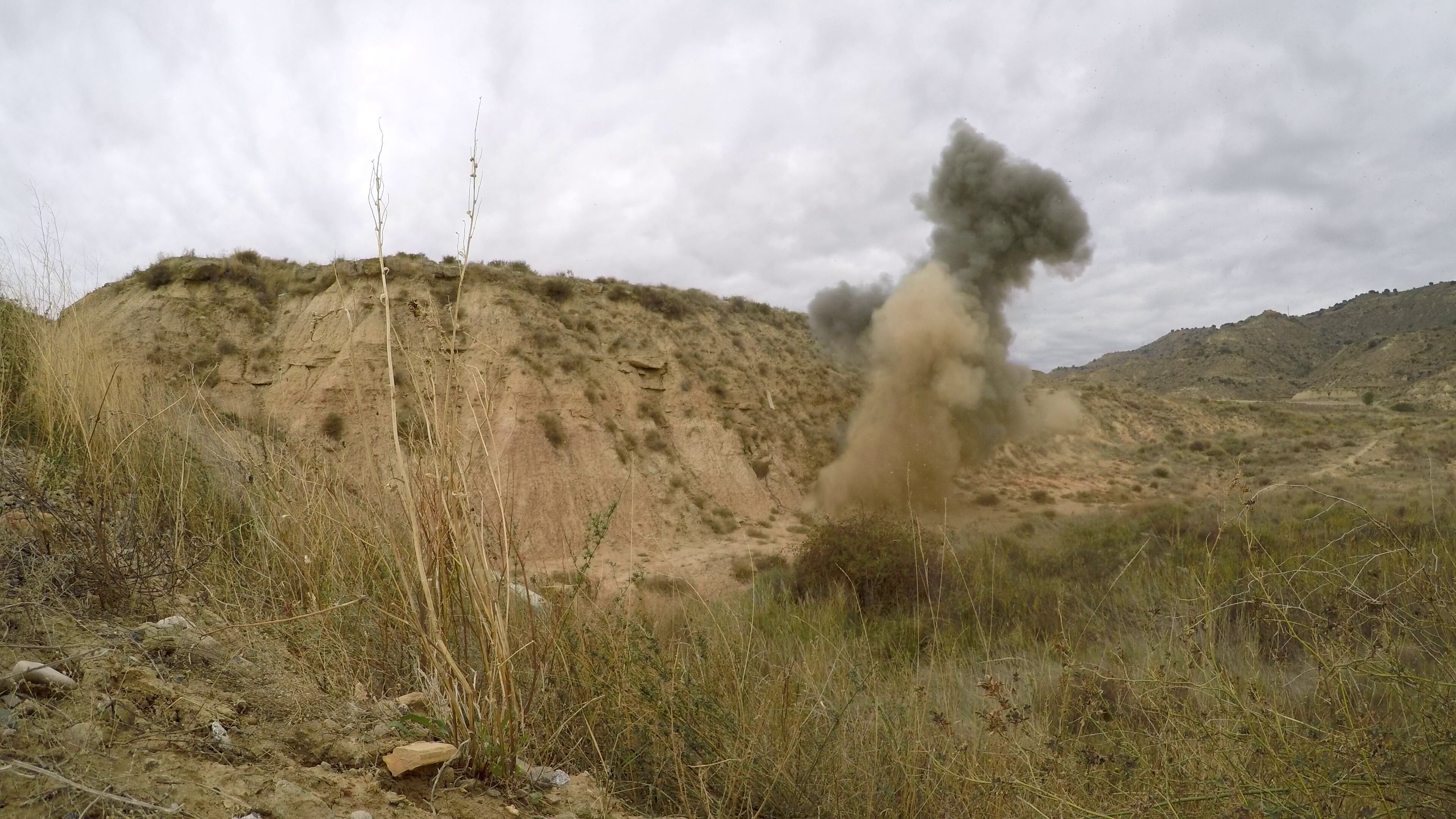 Momento en el que se explotó el artefacto encontrado