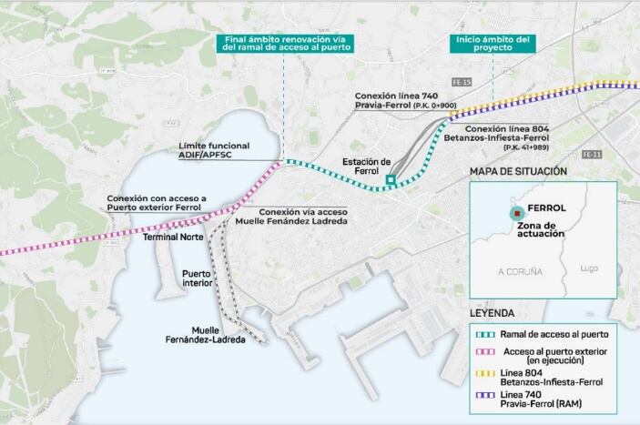 Mapa con la intervención prevista por Adif. Imagen/ Ministerio Transportes