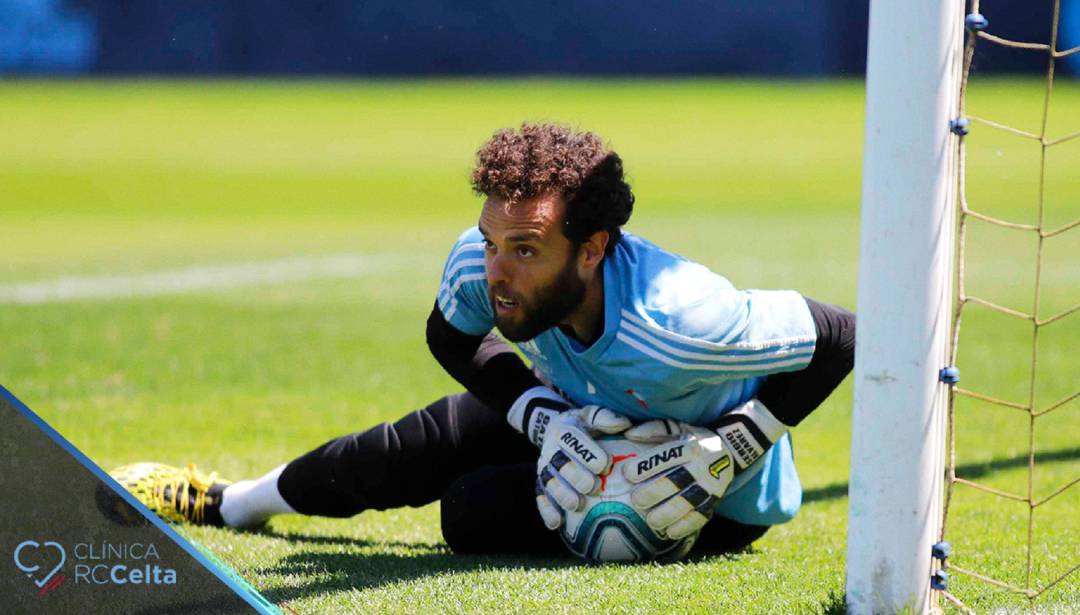 Sergio durante un entrenamiento en A Madroa