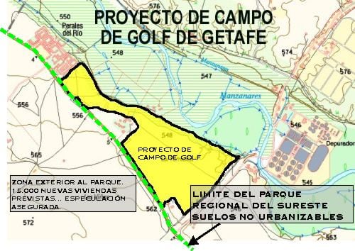 Imagen del proyecto presentado por el Ayuntamiento de Getafe para crear un campo de golf en Perales del Río a principios de los años 2000