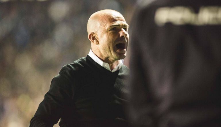 Paco López celebra el gol ante el Málaga