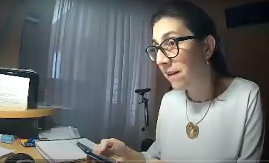 Raquel González en una reunión telemática