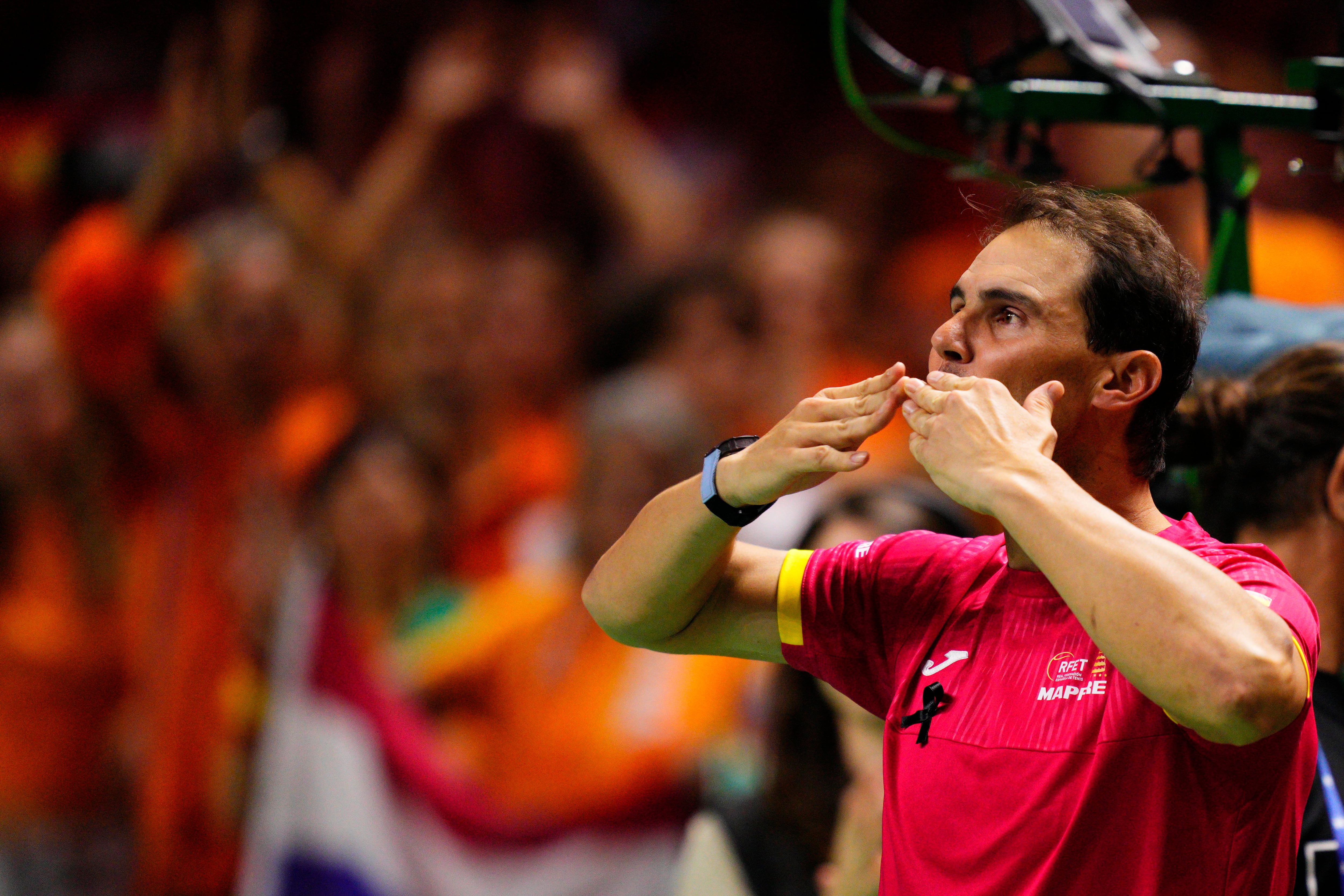 Rafa Nadal, en Málaga, durante su despedida en la Copa Davis