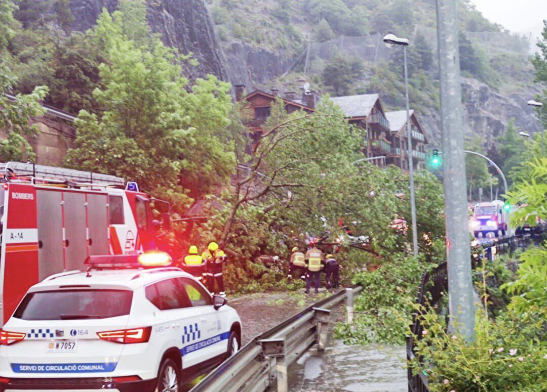 La forta pluja caiguda en les darreres hores obliga als bombers a fer trenta sortides